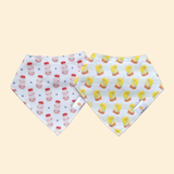 The Wee Bean Organic Cotton Lemon Tea + Yogurt Drink Bib Set