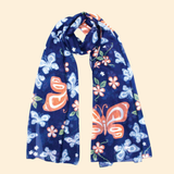 Butterfly and Wild Rose Chiffon Scarf
