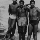 Montreal Chinois 'Three Men in Swim Trunks' Postcard