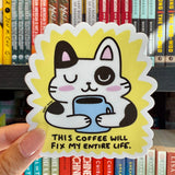 Secret Planet This Coffee Will Fix My Entire Life Cat Vinyl Sticker
