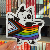 Secret Planet Rainbow Flag Cat Pride Vinyl Sticker