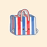 Bowl Cut Paper Goods Red White Blue Bag Sticker