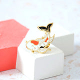 Hop & Flop White Lucky Koi Fish Enamel Pin