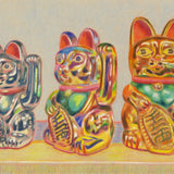 Liang Wang Three Beckoning Cats Postcard